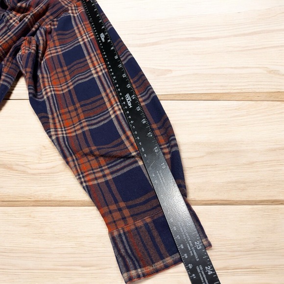 Red Head Mens Flannel Sz L Outdoor Workwear Shirt Navy Orange Plaid Long Sleeve - Picture 5 of 8